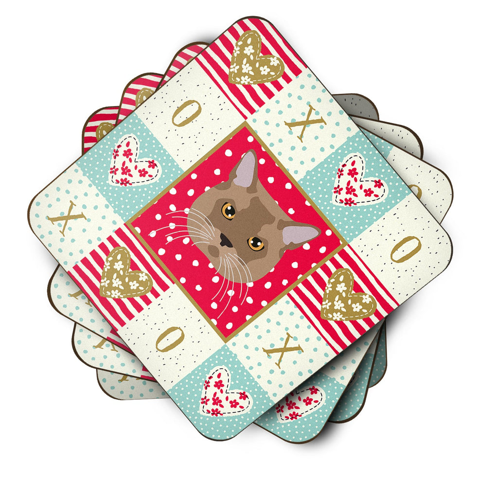 European Burmese Cat Love Foam Coasters Set of 4 Cup Coasters for Indoor Outdoor, Tabletop Protection, Anti Slip, Mouse pad Material