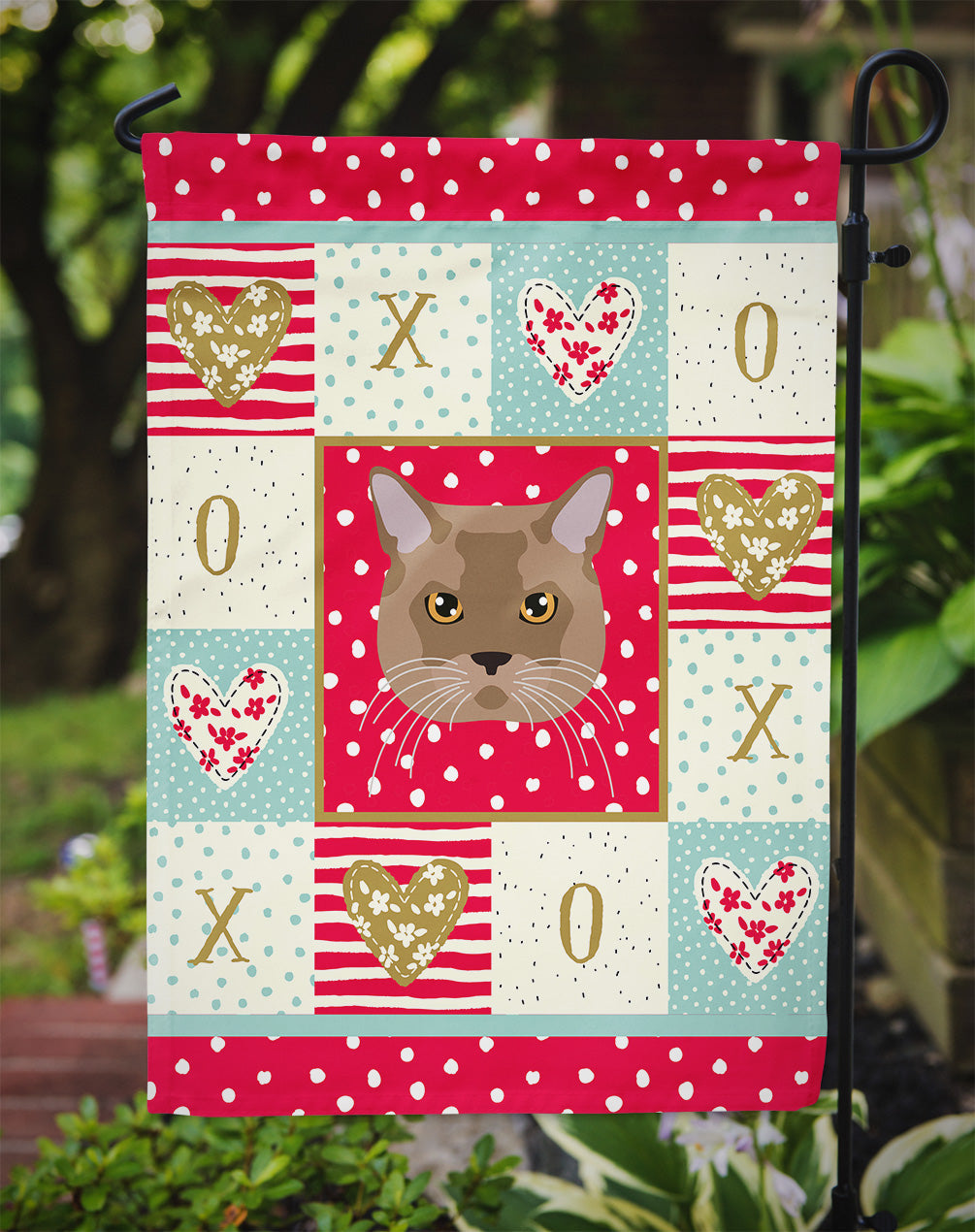 European Burmese Cat Love Garden Flag Mailbox Decorative Yard Banner Outside Patio Artwork for Flower Beds, Garden Size, Multicolor