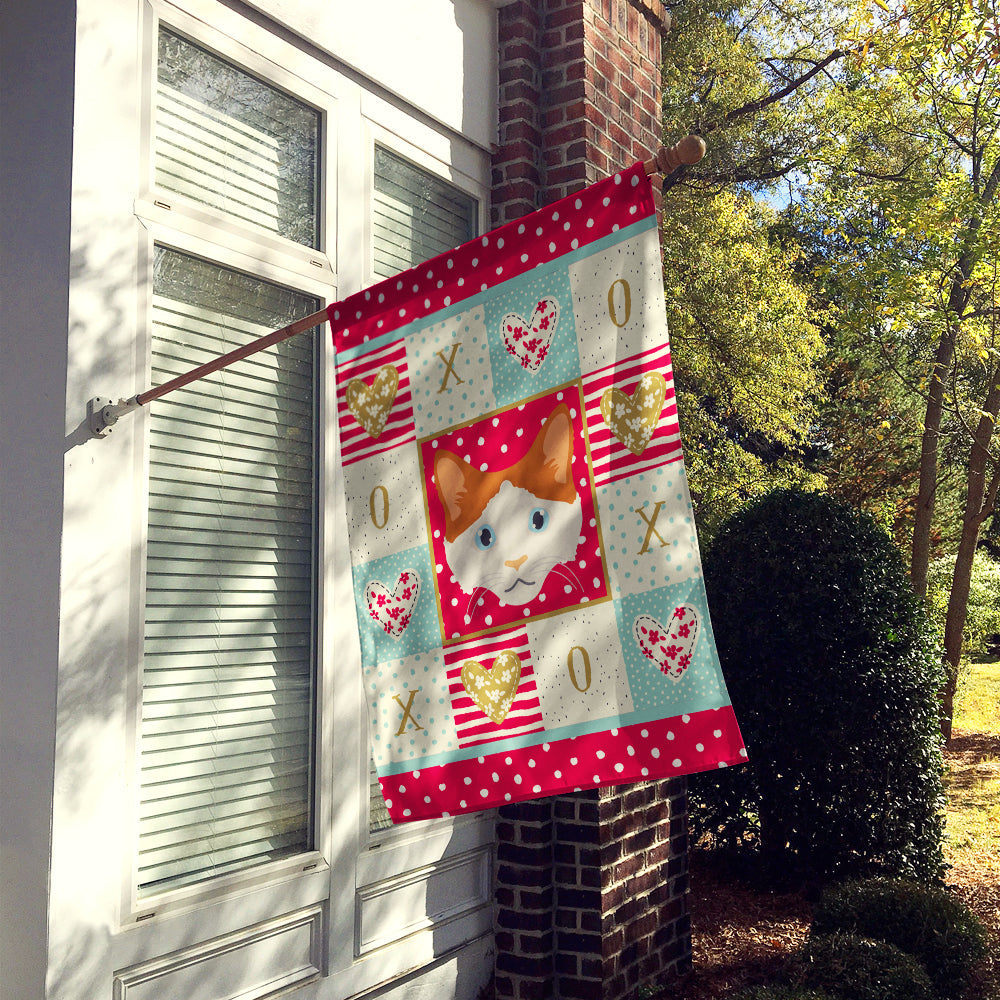 La Perm Cat Love House Flag 28x40 Porch Sleeve Pole Decorative Outside Yard Banner Artwork Wall Hanging, Polyester