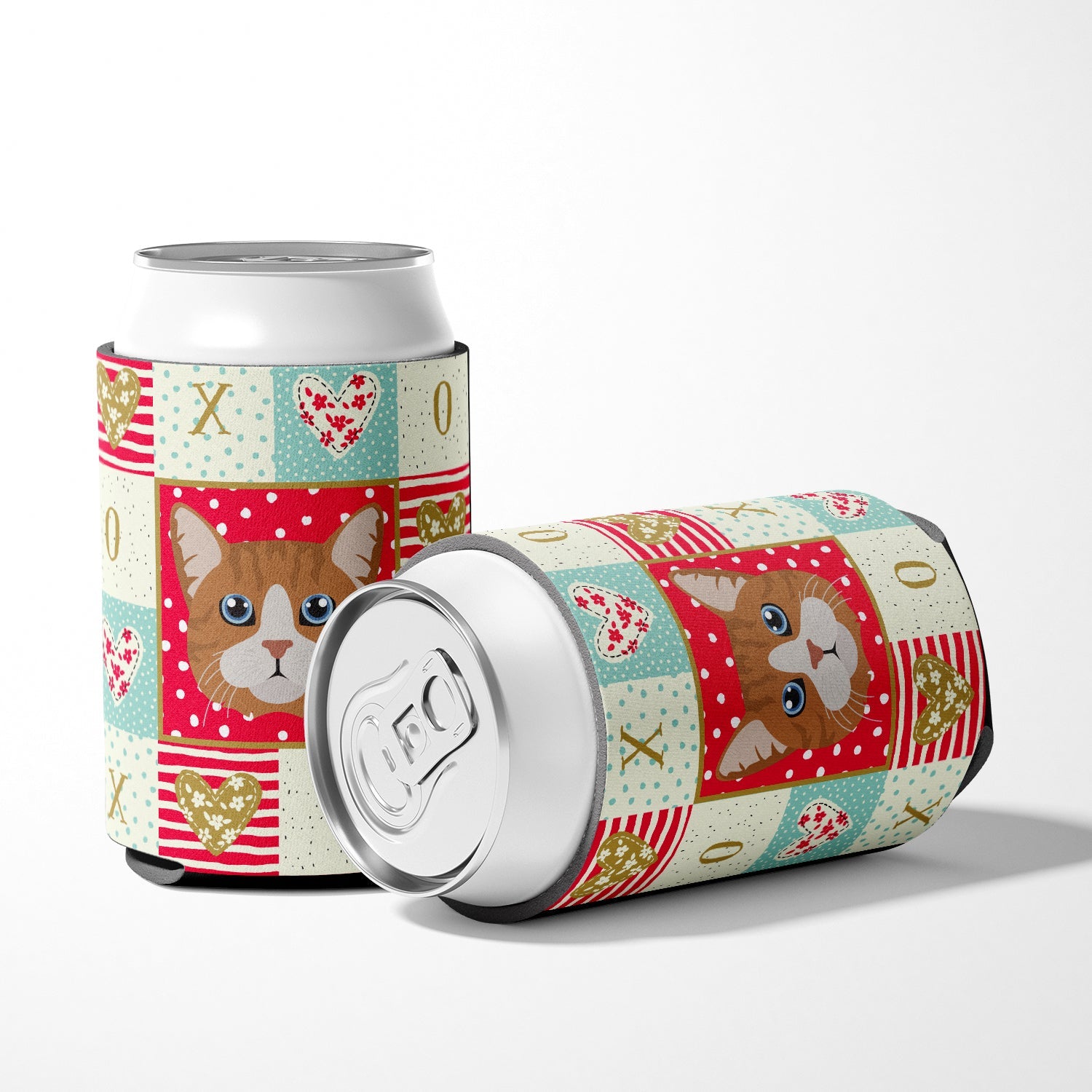 Manx Cat Love Can or Bottle Hugger Cooler Sleeve for Standard 12 oz Cans, Insulated Foam Beer & Soda Can Hugger Reusable