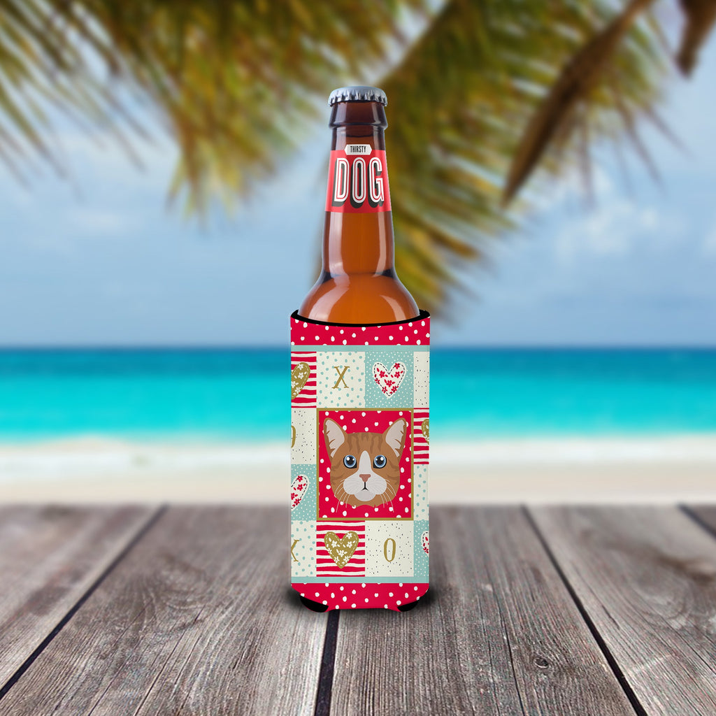 Manx Cat Love Slim Can Hugger , Insulated Foam Hugger for 12 oz Slim Cans, Beer Bottles & Water Bottles, Printed in USA