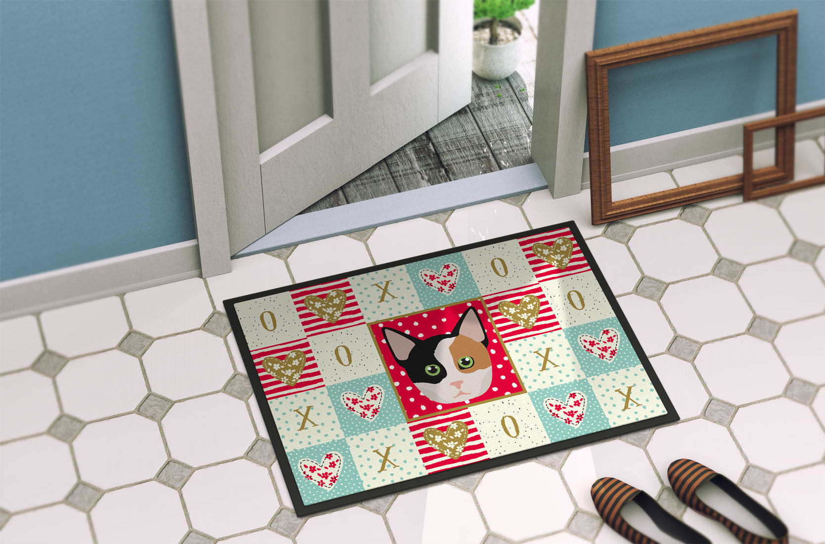 Munchkin Cat Love Doormat Indoor Outdoor 24H X 36W Front Door Mat Rugs for Entryway, Non Slip Washable Low Pile,