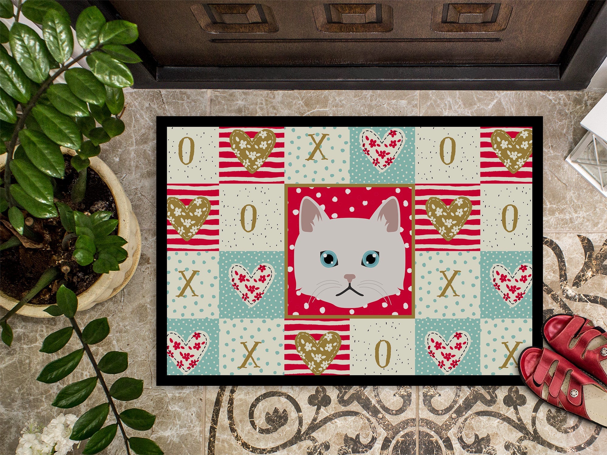 Napoleon Cat Love Doormat Indoor Outdoor 24H X 36W Front Door Mat Rugs for Entryway, Non Slip Washable Low Pile,