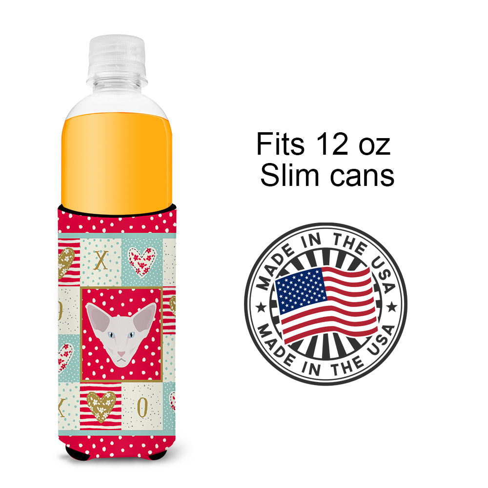 Oriental Longhair Cat Love Slim Can Hugger , Insulated Foam Hugger for 12 oz Slim Cans, Beer Bottles & Water Bottles, Printed in USA