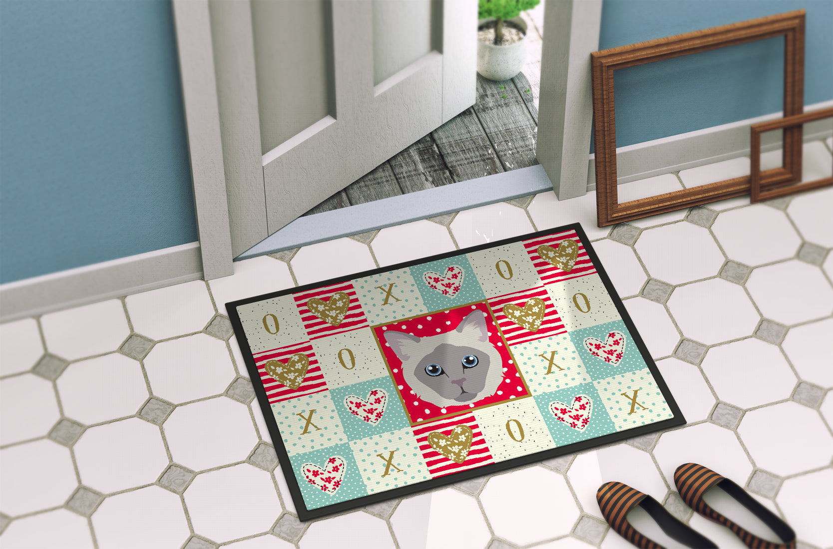 Owyhee Bob Cat Love Doormat Indoor Outdoor 24H X 36W Front Door Mat Rugs for Entryway, Non Slip Washable Low Pile,
