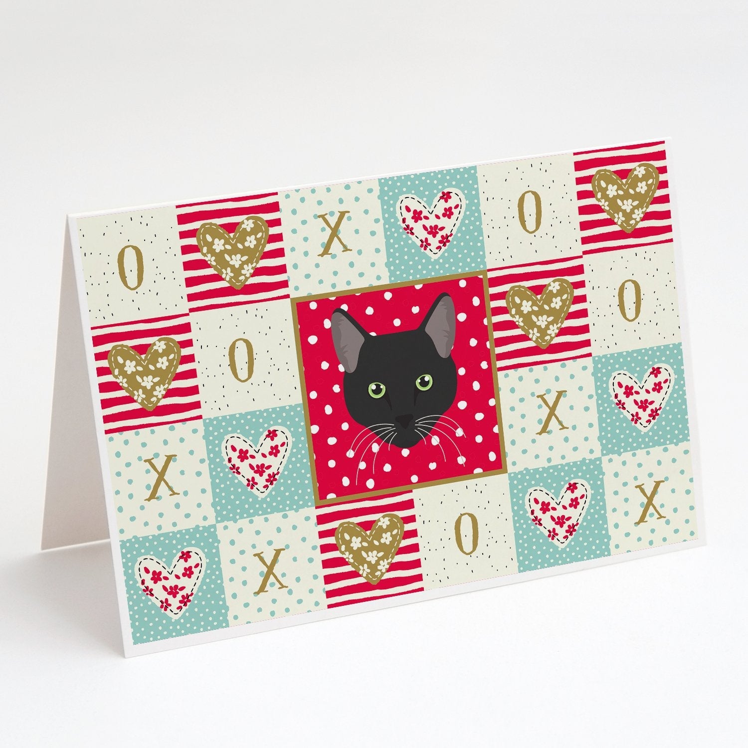 Pantherette Cat Love Greeting Cards Pack of 8 Blank Cards with Envelopes Whimsical A7 Size 5x7