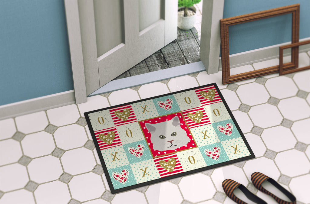 Persian Traditional Cat Love Doormat Indoor Outdoor 24H X 36W Front Door Mat Rugs for Entryway, Non Slip Washable Low Pile,