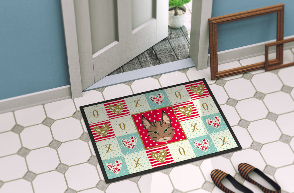 Pixie Bob Cat Love Doormat Indoor Outdoor 18H X 27W Front Door Mat Rugs for Entryway, Non Slip Washable
