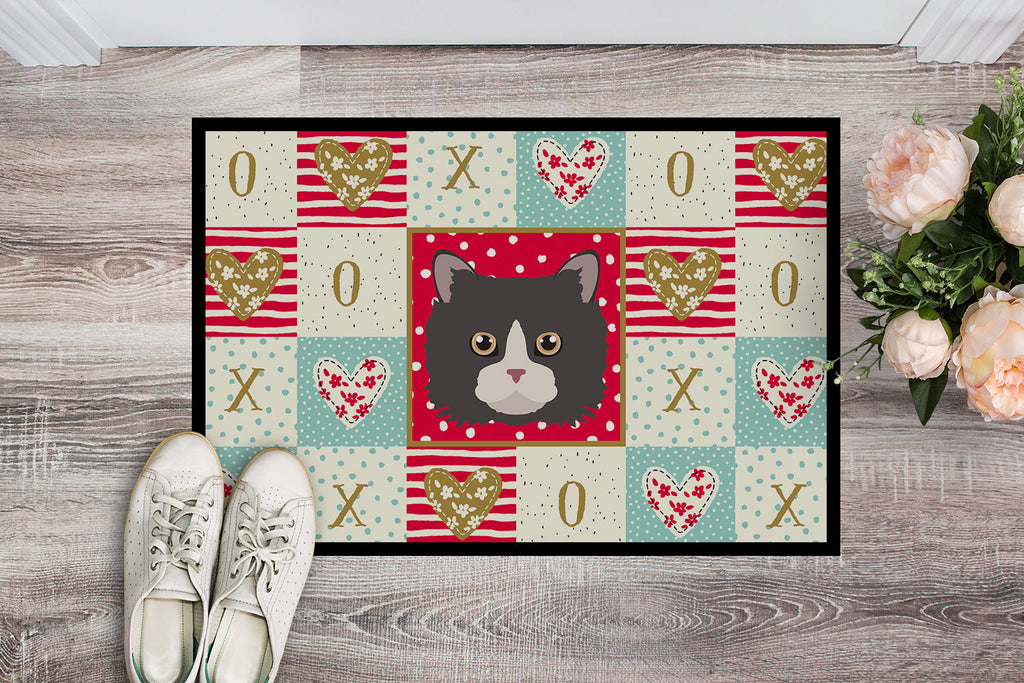 Poodle Cat Love Doormat Indoor Outdoor 18H X 27W Front Door Mat Rugs for Entryway, Non Slip Washable