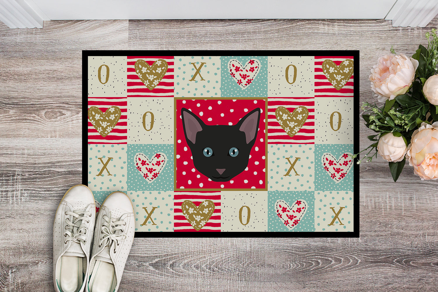 Russian White Black Cat Love Doormat Indoor Outdoor 24H X 36W Front Door Mat Rugs for Entryway, Non Slip Washable Low Pile,