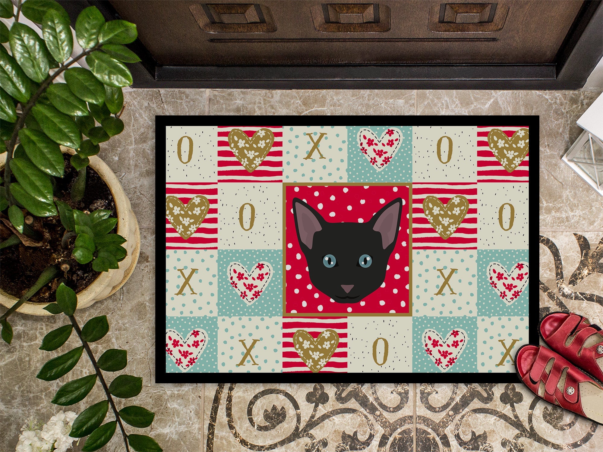 Russian White Black Cat Love Doormat Indoor Outdoor 18H X 27W Front Door Mat Rugs for Entryway, Non Slip Washable