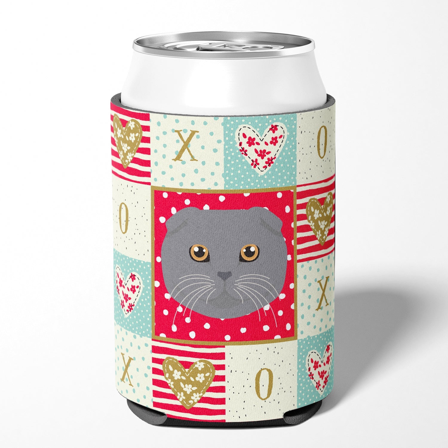 Scottish Fold Cat Love Can or Bottle Hugger Cooler Sleeve for Standard 12 oz Cans, Insulated Foam Beer & Soda Can Hugger Reusable