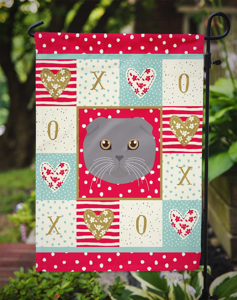 Scottish Fold Cat Love Garden Flag Mailbox Decorative Yard Banner Outside Patio Artwork for Flower Beds, Garden Size, Multicolor