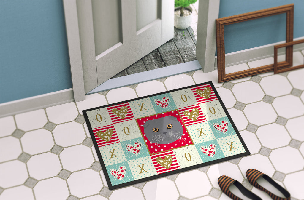 Scottish Fold Cat Love Doormat Indoor Outdoor 24H X 36W Front Door Mat Rugs for Entryway, Non Slip Washable Low Pile,