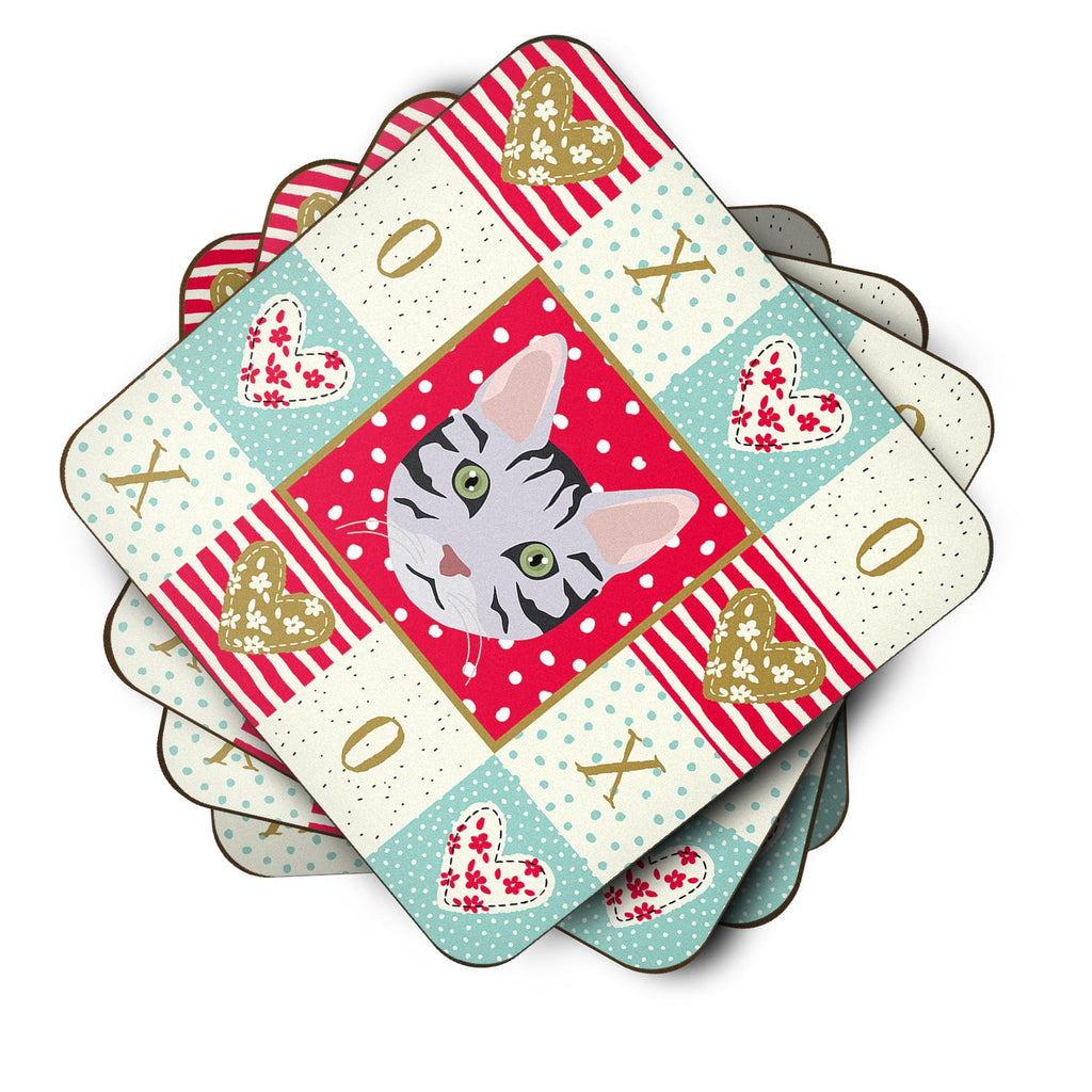 Serengeti Cat Love Foam Coasters Set of 4 Cup Coasters for Indoor Outdoor, Tabletop Protection, Anti Slip, Mouse pad Material