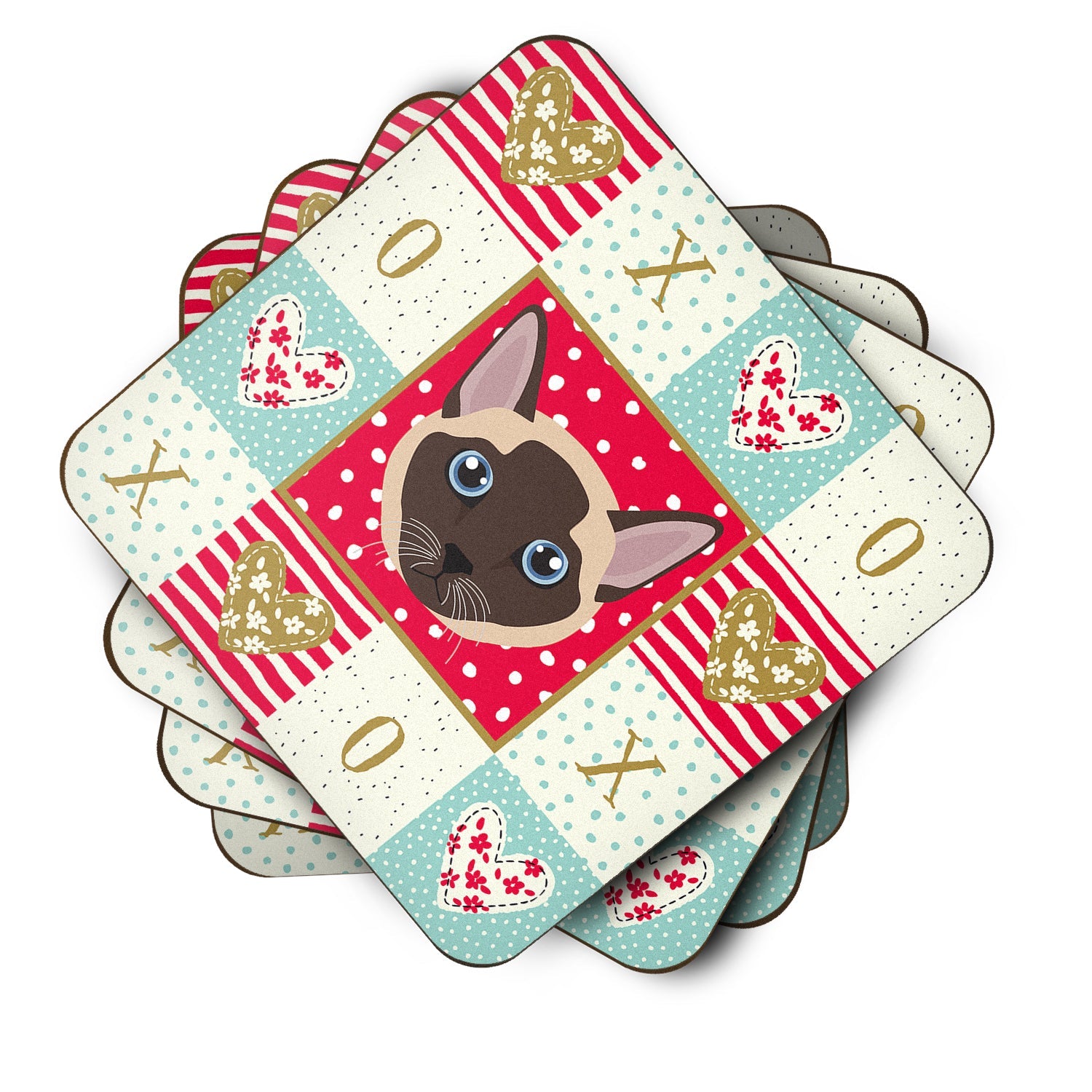 Tonkinese Cat Love Foam Coasters Set of 4 Cup Coasters for Indoor Outdoor, Tabletop Protection, Anti Slip, Mouse pad Material