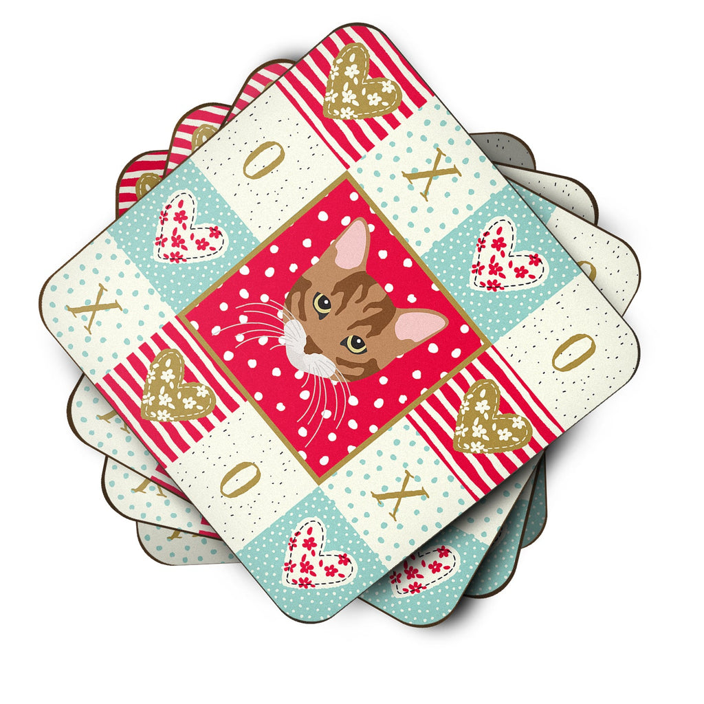 Toyger Cat Love Foam Coasters Set of 4 Cup Coasters for Indoor Outdoor, Tabletop Protection, Anti Slip, Mouse pad Material