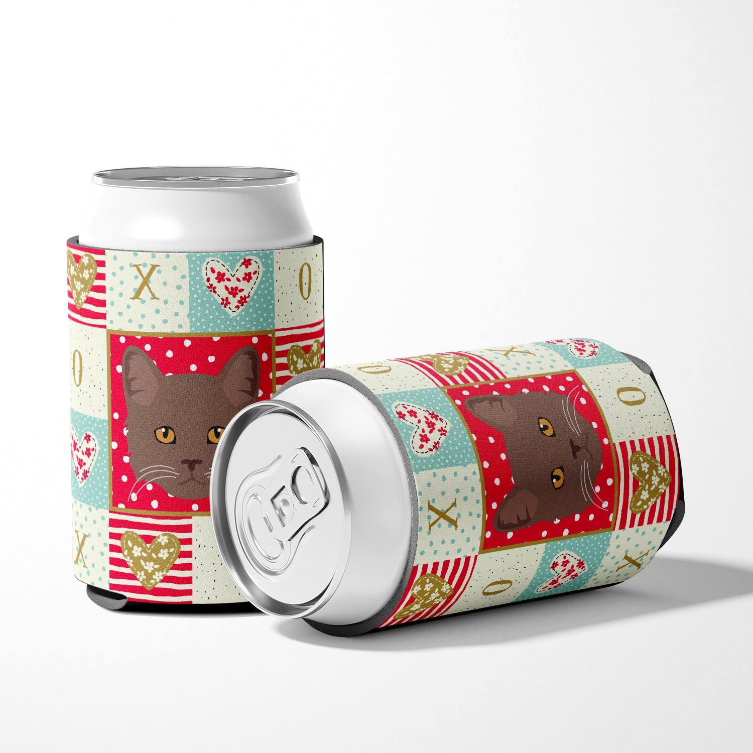 York Chocolate Cat Love Can or Bottle Hugger Cooler Sleeve for Standard 12 oz Cans, Insulated Foam Beer & Soda Can Hugger Reusable