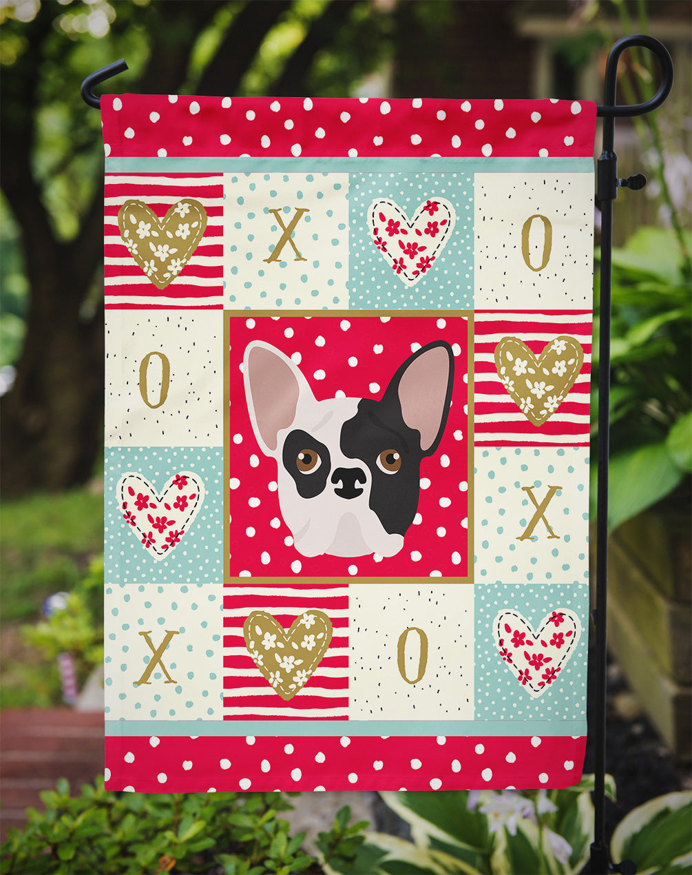 French Bulldog Love Garden Flag Mailbox Decorative Yard Banner Outside Patio Artwork for Flower Beds, Garden Size, Multicolor
