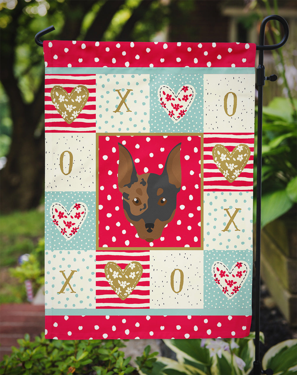 Harlequin Pinscher #2 Love Garden Flag Mailbox Decorative Yard Banner Outside Patio Artwork for Flower Beds, Garden Size, Multicolor