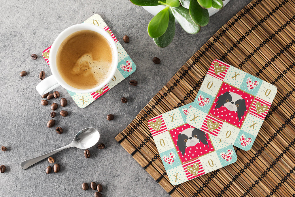 Japanese Chin Love Foam Coasters Set of 4 Cup Coasters for Indoor Outdoor, Tabletop Protection, Anti Slip, Mouse pad Material
