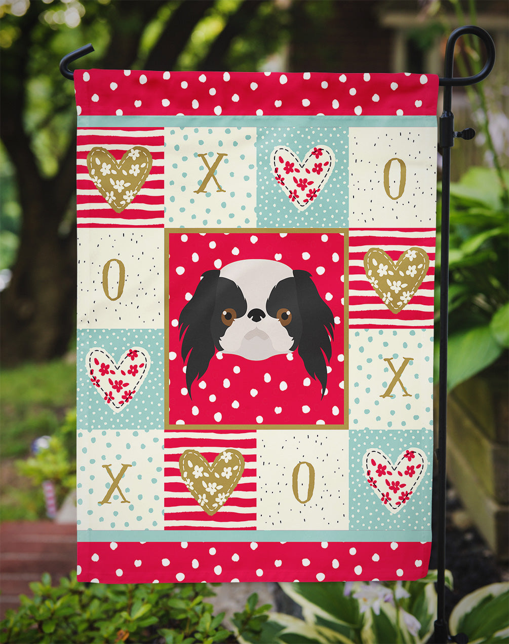 Japanese Chin Love Garden Flag Mailbox Decorative Yard Banner Outside Patio Artwork for Flower Beds, Garden Size, Multicolor