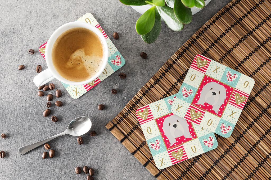 Lhasa Apso Love Foam Coasters Set of 4 Cup Coasters for Indoor Outdoor, Tabletop Protection, Anti Slip, Mouse pad Material