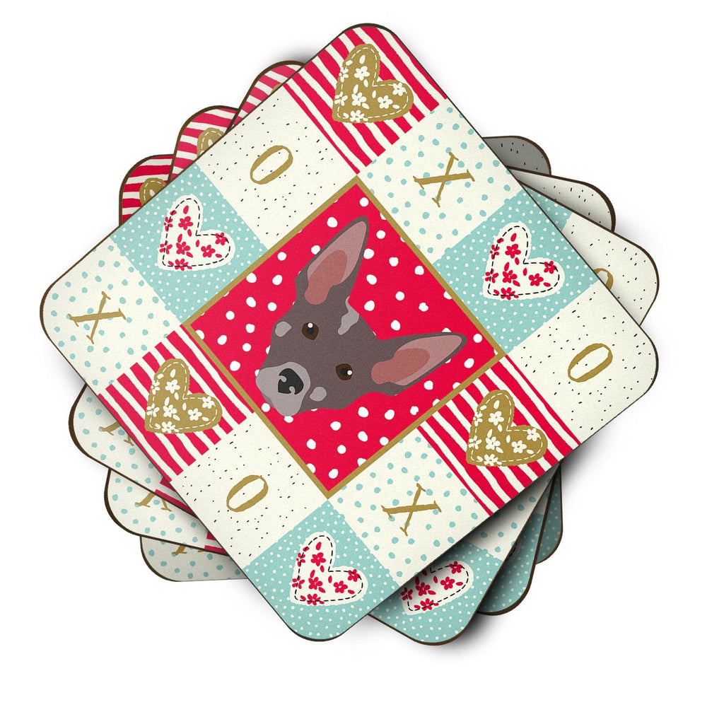 Peruvian Hairless Dog Love Foam Coasters Set of 4 Cup Coasters for Indoor Outdoor, Tabletop Protection, Anti Slip, Mouse pad Material