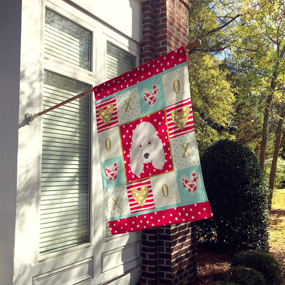 Poodle Love House Flag 28x40 Porch Sleeve Pole Decorative Outside Yard Banner Artwork Wall Hanging, Polyester