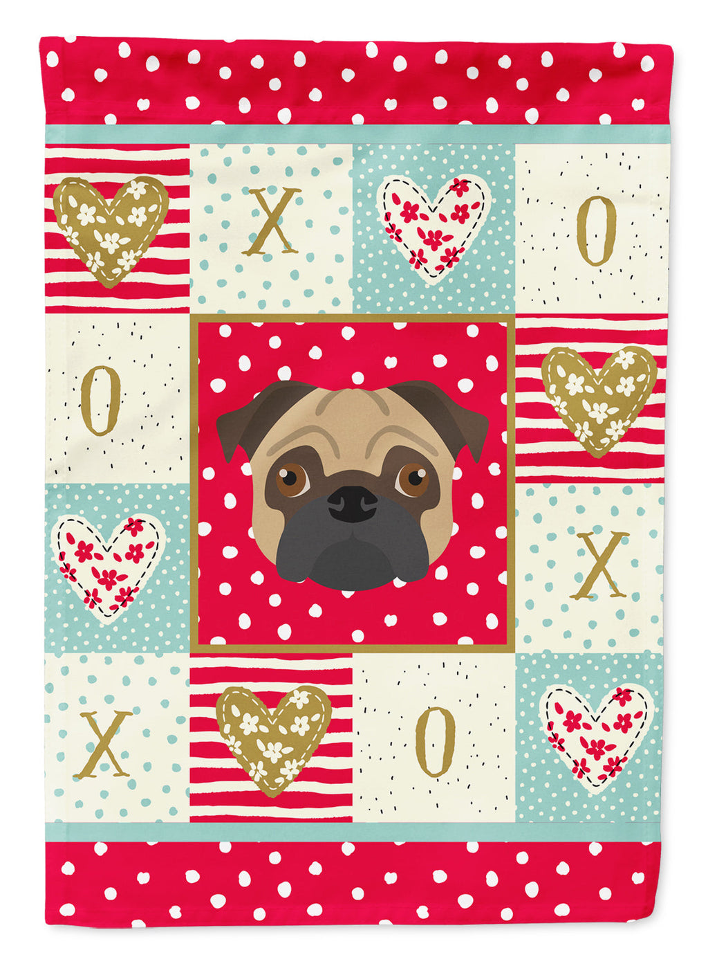 Pug Love Garden Flag Mailbox Decorative Yard Banner Outside Patio Artwork for Flower Beds, Garden Size, Multicolor
