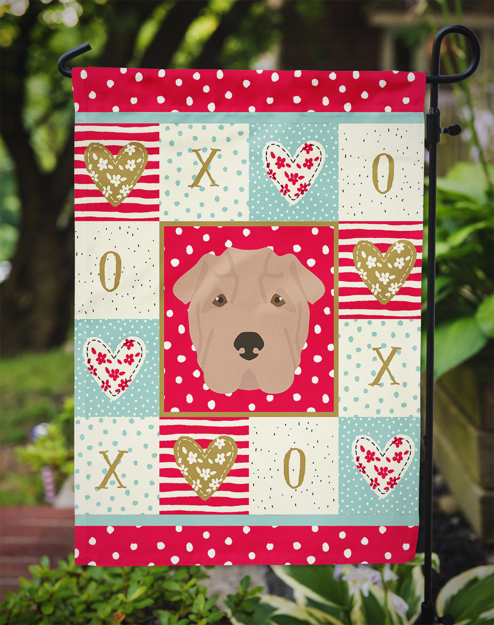 Shar Pei Love Garden Flag Mailbox Decorative Yard Banner Outside Patio Artwork for Flower Beds, Garden Size, Multicolor