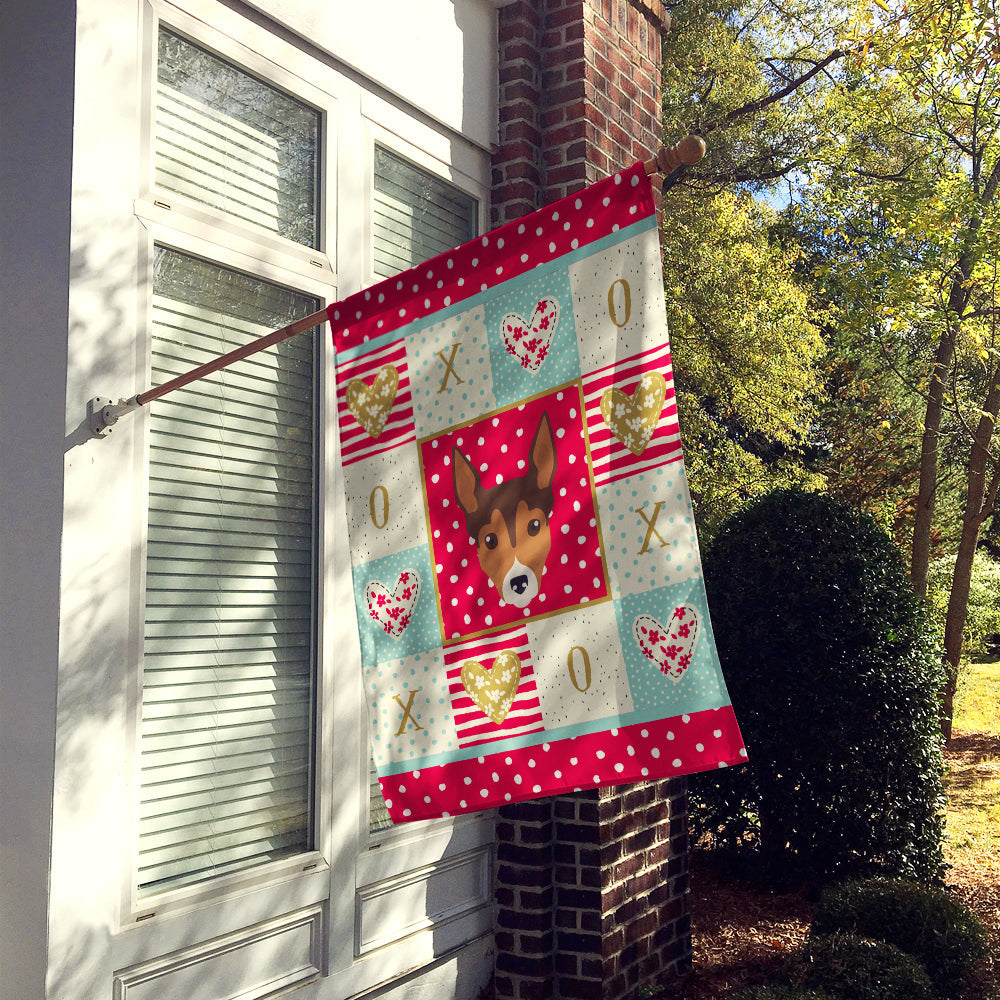 Tenterfield Terrier Love House Flag 28x40 Porch Sleeve Pole Decorative Outside Yard Banner Artwork Wall Hanging, Polyester