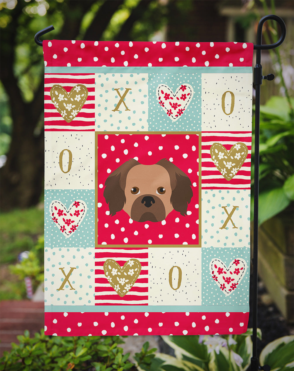 Tibetan Spaniel Love Garden Flag Mailbox Decorative Yard Banner Outside Patio Artwork for Flower Beds, Garden Size, Multicolor