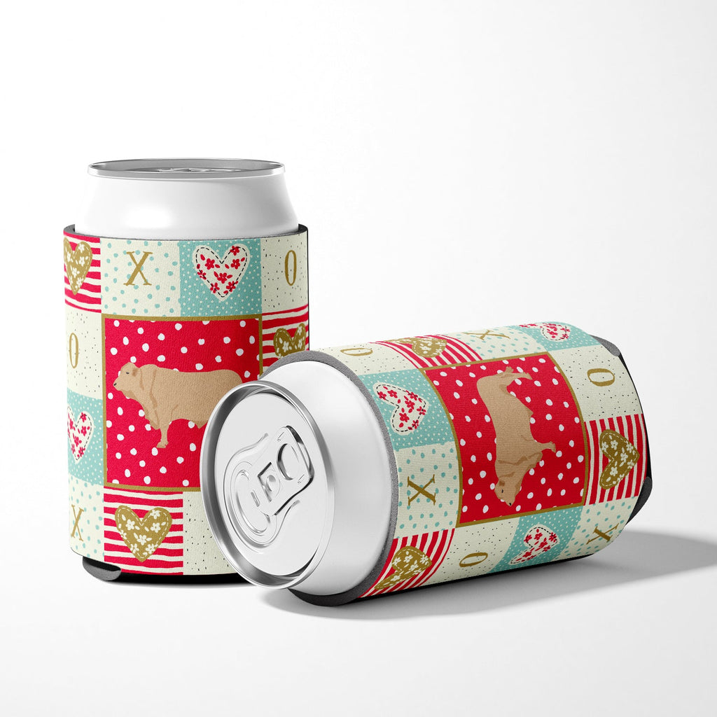 Charolais Cow Love Can or Bottle Hugger Cooler Sleeve for Standard 12 oz Cans, Insulated Foam Beer & Soda Can Hugger Reusable