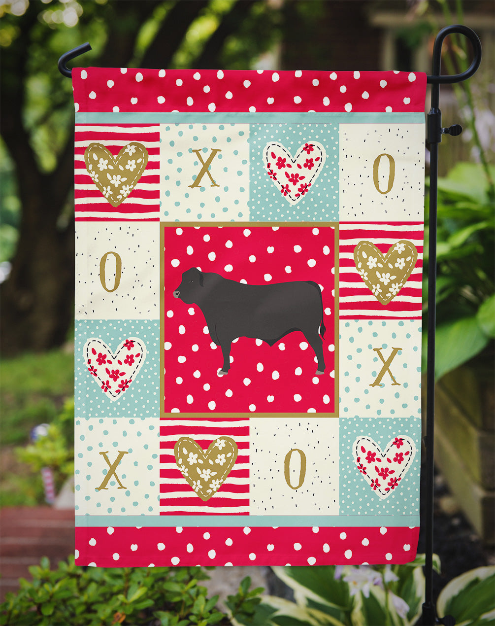Black Angus Cow Love Garden Flag Mailbox Decorative Yard Banner Outside Patio Artwork for Flower Beds, Garden Size, Multicolor