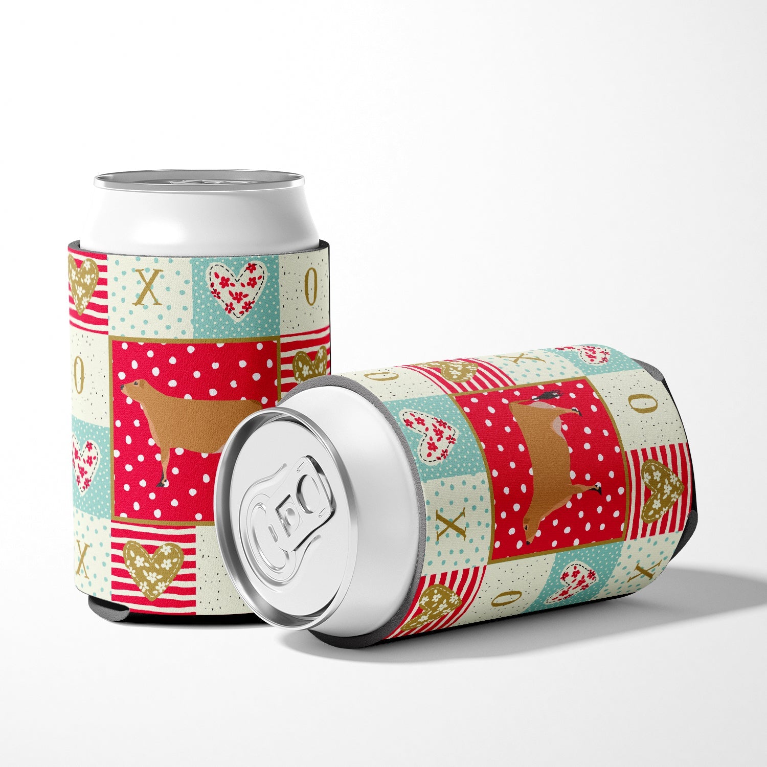 Jersey Cow Love Can or Bottle Hugger Cooler Sleeve for Standard 12 oz Cans, Insulated Foam Beer & Soda Can Hugger Reusable