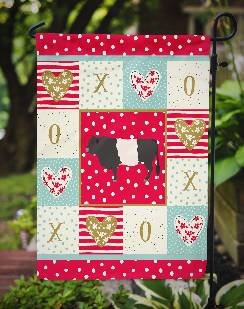 Belted Galloway Cow Love Garden Flag Mailbox Decorative Yard Banner Outside Patio Artwork for Flower Beds, Garden Size, Multicolor