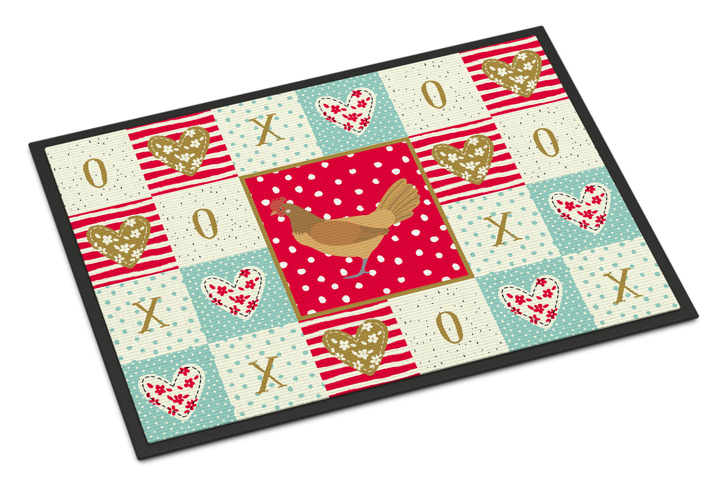 Frisian Friesian Chicken Love Doormat Indoor Outdoor 18H X 27W Front Door Mat Rugs for Entryway, Non Slip Washable