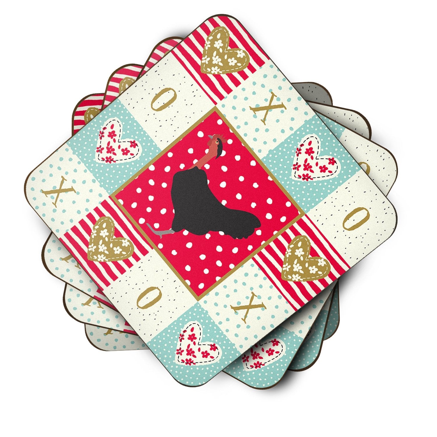Naked Neck Chicken Love Foam Coasters Set of 4 Cup Coasters for Indoor Outdoor, Tabletop Protection, Anti Slip, Mouse pad Material