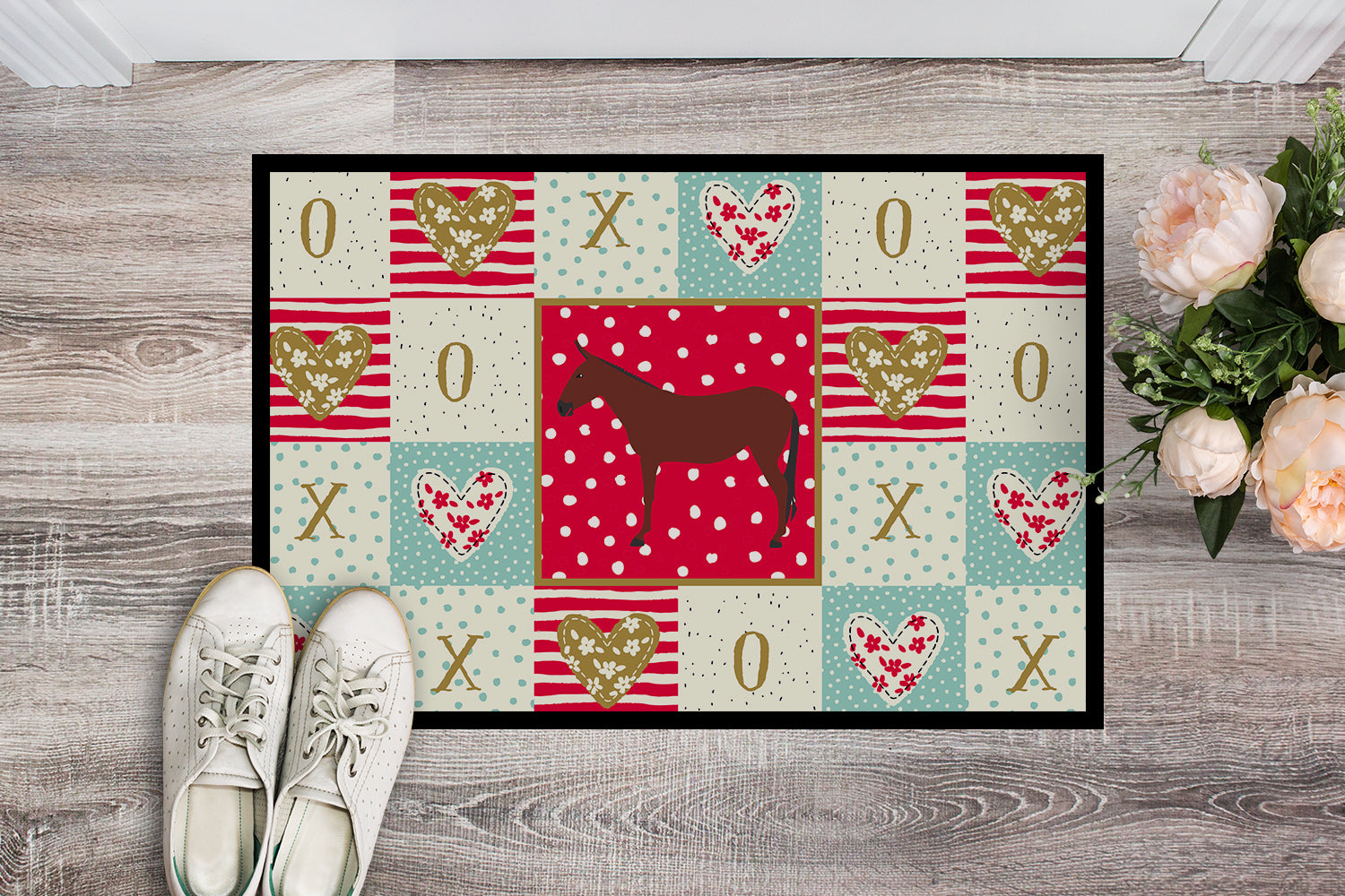 Hinny Horse Donkey Love Doormat Indoor Outdoor 18H X 27W Front Door Mat Rugs for Entryway, Non Slip Washable