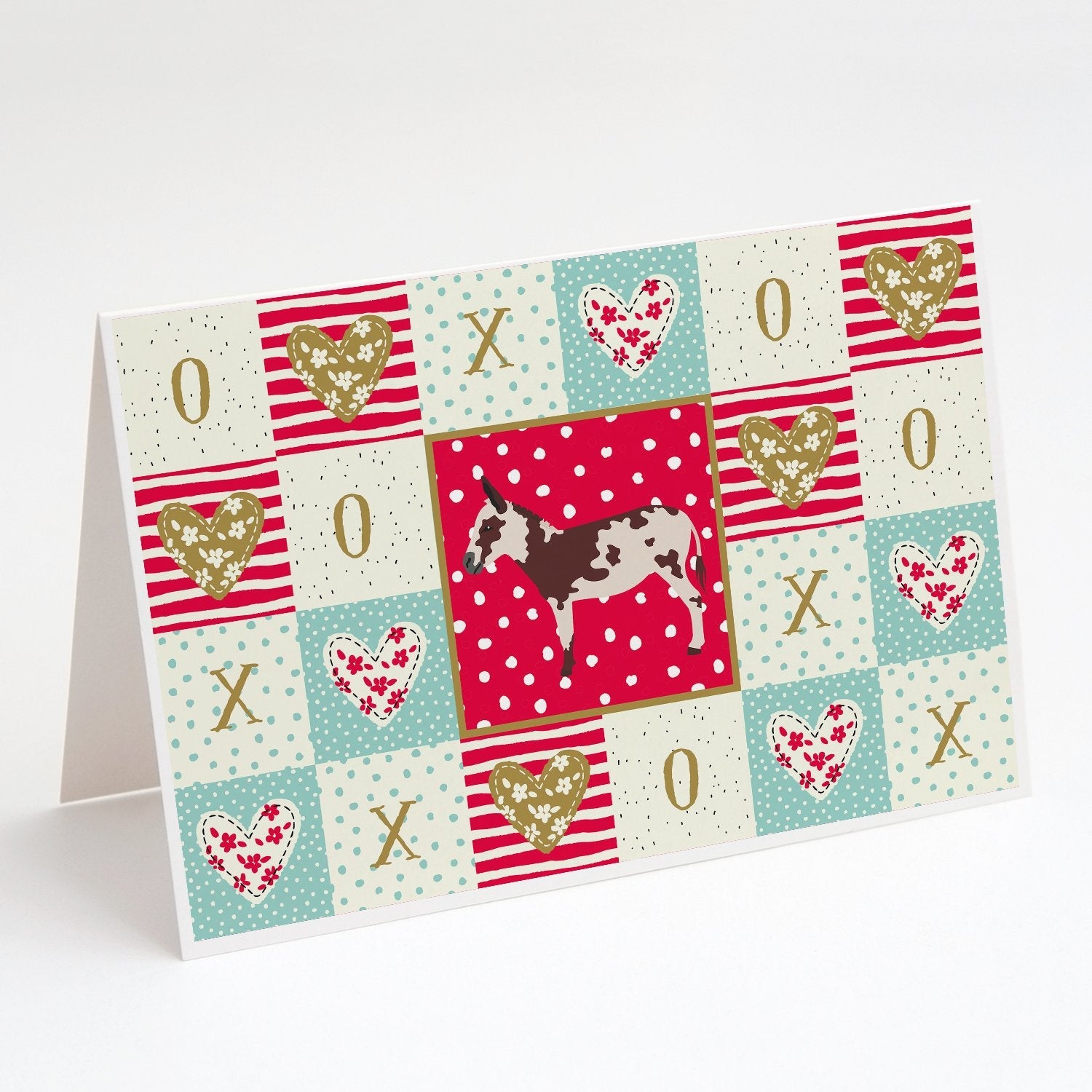 American Spotted Donkey Love Greeting Cards Pack of 8 Blank Cards with Envelopes Whimsical A7 Size 5x7