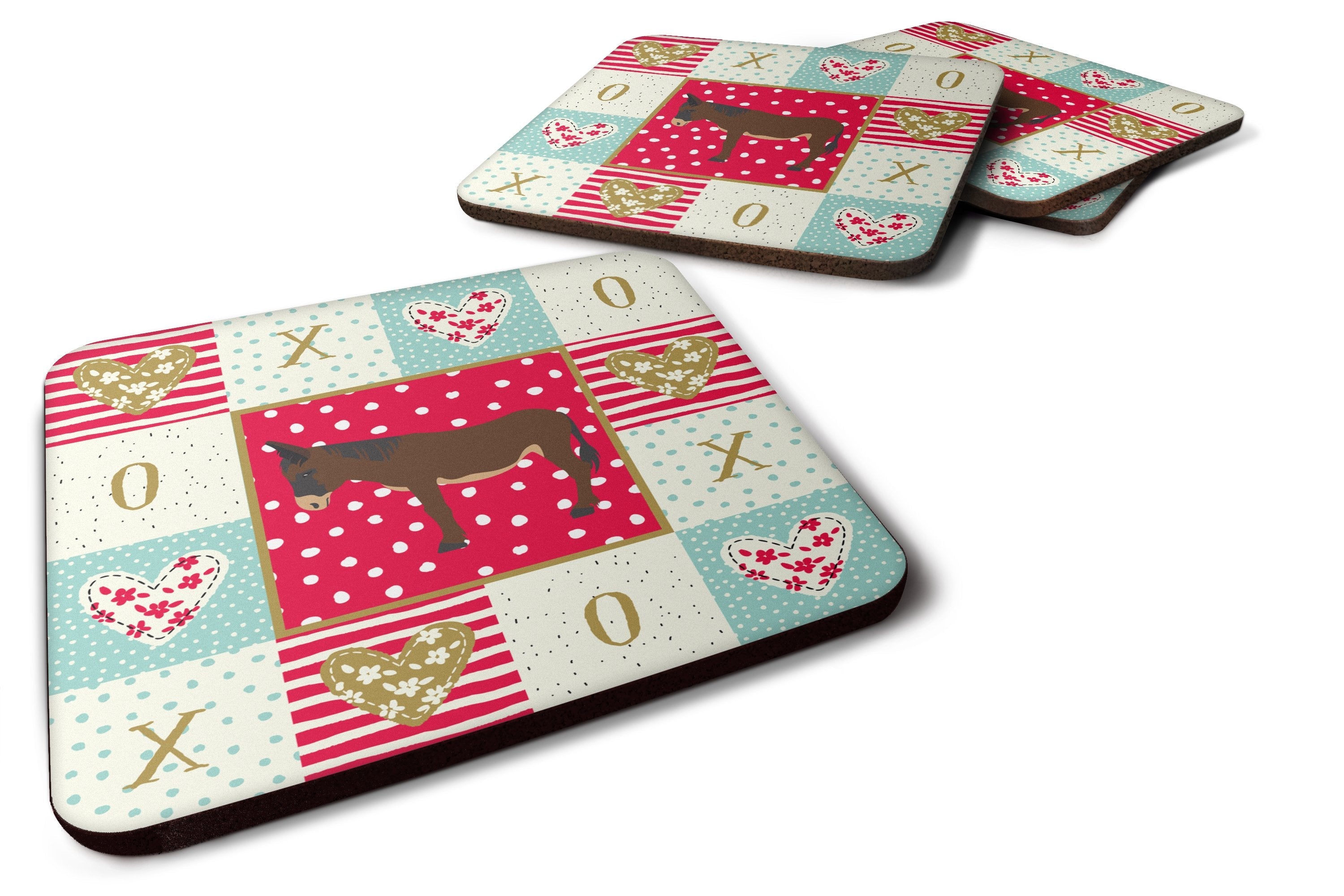 Zamorano-Leones Donkey Love Foam Coasters Set of 4 Cup Coasters for Indoor Outdoor, Tabletop Protection, Anti Slip, Mouse pad Material
