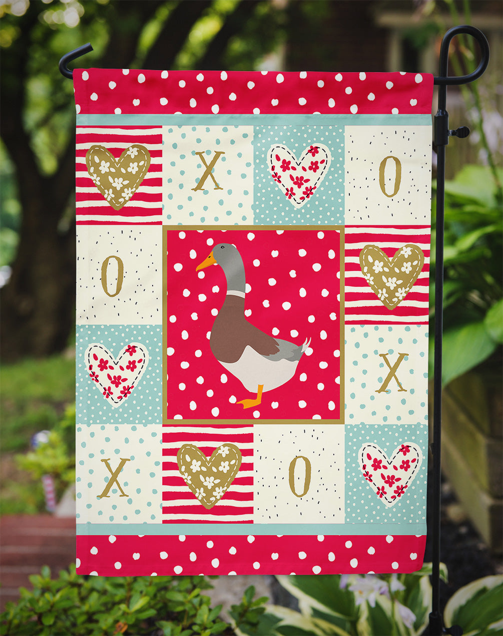 Saxony Sachsenente Duck Love Garden Flag Mailbox Decorative Yard Banner Outside Patio Artwork for Flower Beds, Garden Size, Multicolor