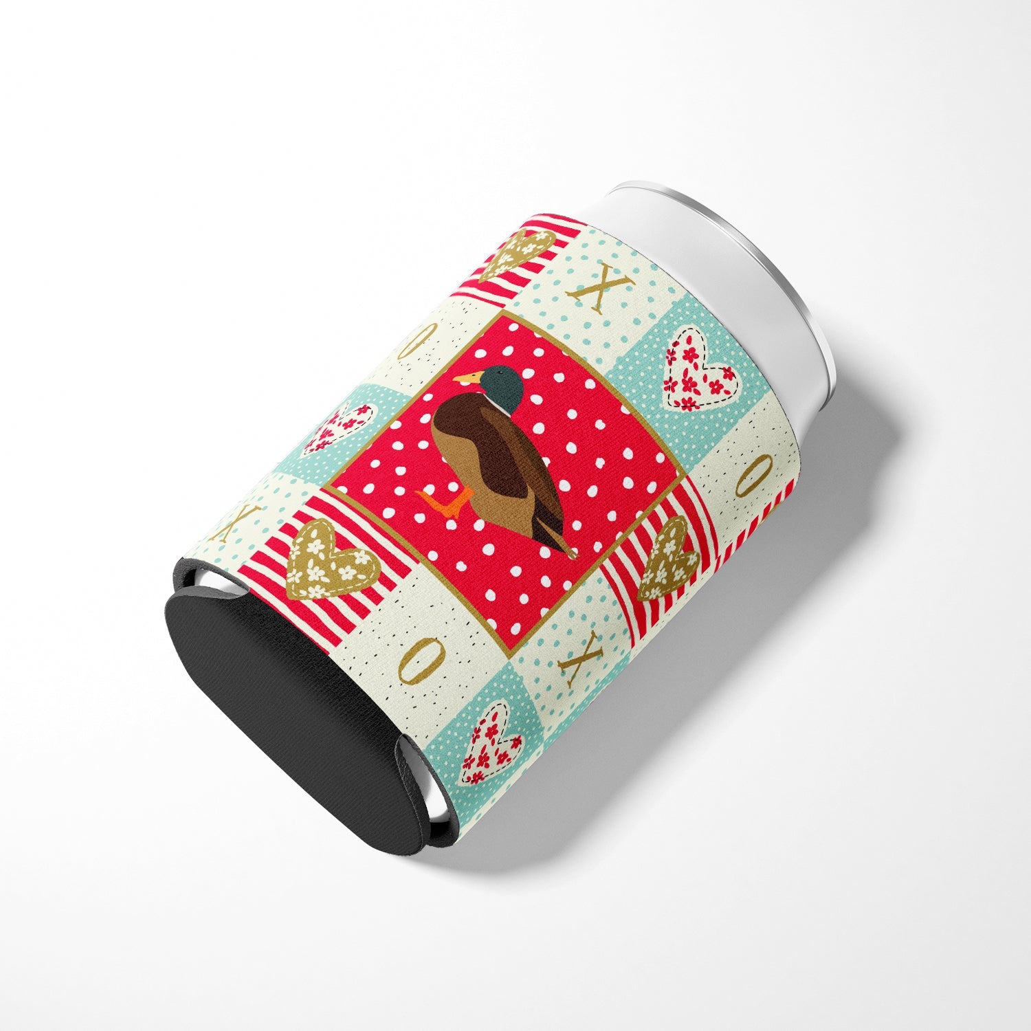 Silver Bantam Duck Love Can or Bottle Hugger Cooler Sleeve for Standard 12 oz Cans, Insulated Foam Beer & Soda Can Hugger Reusable