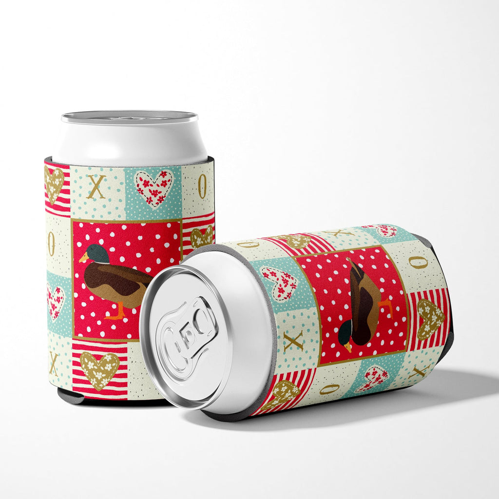 Silver Bantam Duck Love Can or Bottle Hugger Cooler Sleeve for Standard 12 oz Cans, Insulated Foam Beer & Soda Can Hugger Reusable