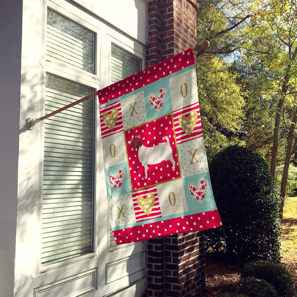 Boer Goat Love House Flag 28x40 Porch Sleeve Pole Decorative Outside Yard Banner Artwork Wall Hanging, Polyester