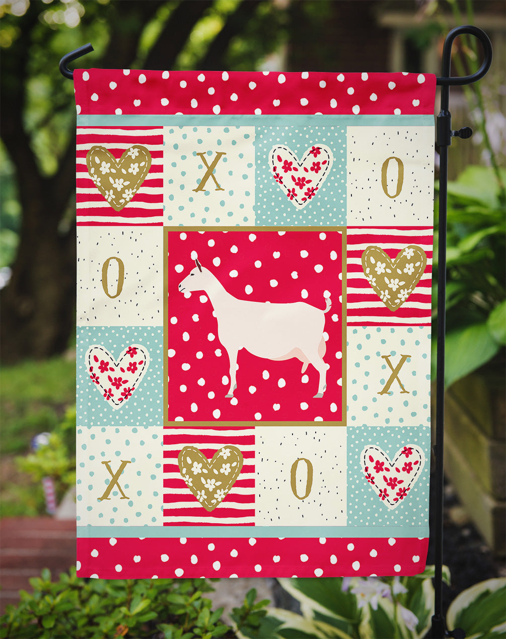 Saanen Goat Love Garden Flag Mailbox Decorative Yard Banner Outside Patio Artwork for Flower Beds, Garden Size, Multicolor