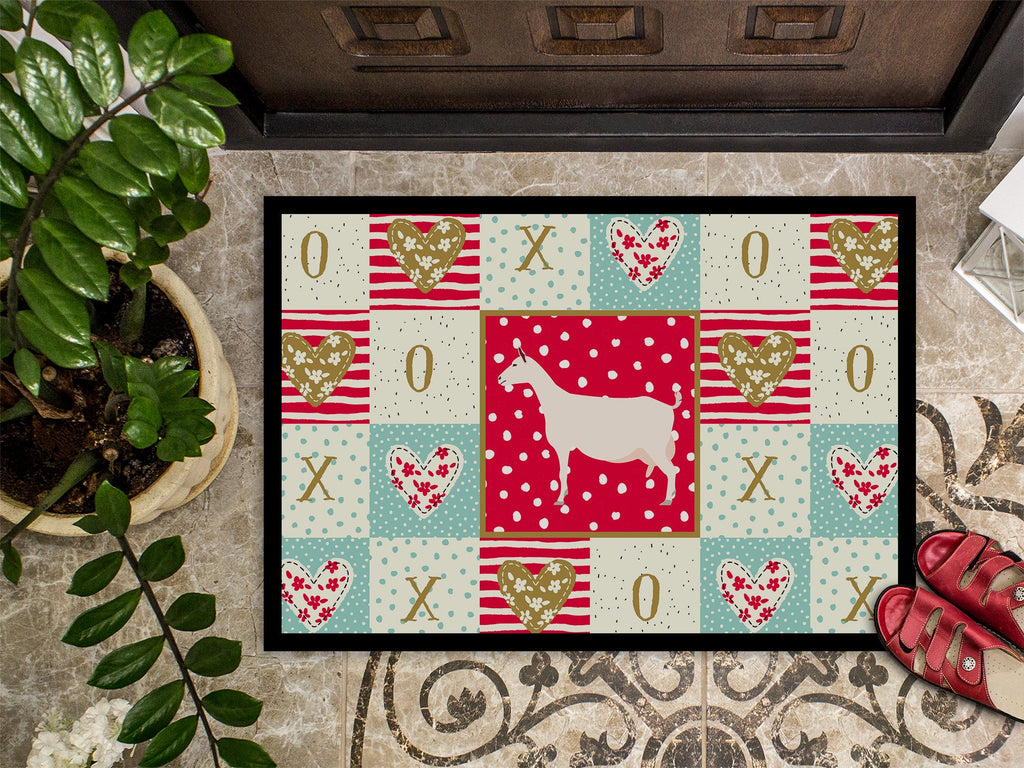 Saanen Goat Love Doormat Indoor Outdoor 18H X 27W Front Door Mat Rugs for Entryway, Non Slip Washable