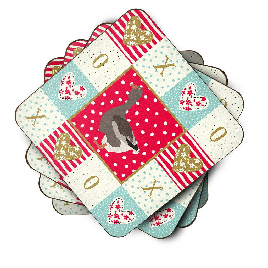 Toulouse Goose Love Foam Coasters Set of 4 Cup Coasters for Indoor Outdoor, Tabletop Protection, Anti Slip, Mouse pad Material
