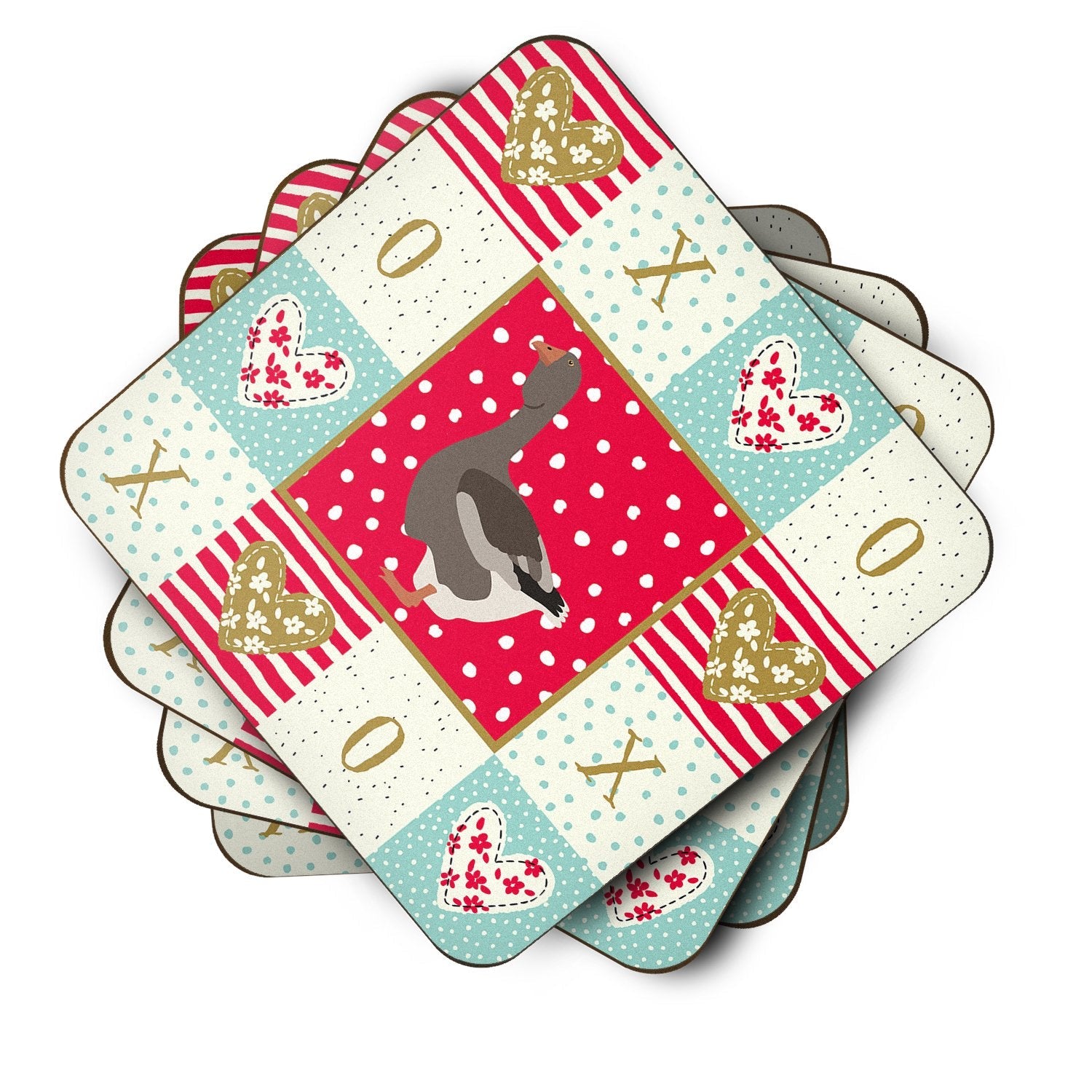 Toulouse Goose Love Foam Coasters Set of 4 Cup Coasters for Indoor Outdoor, Tabletop Protection, Anti Slip, Mouse pad Material